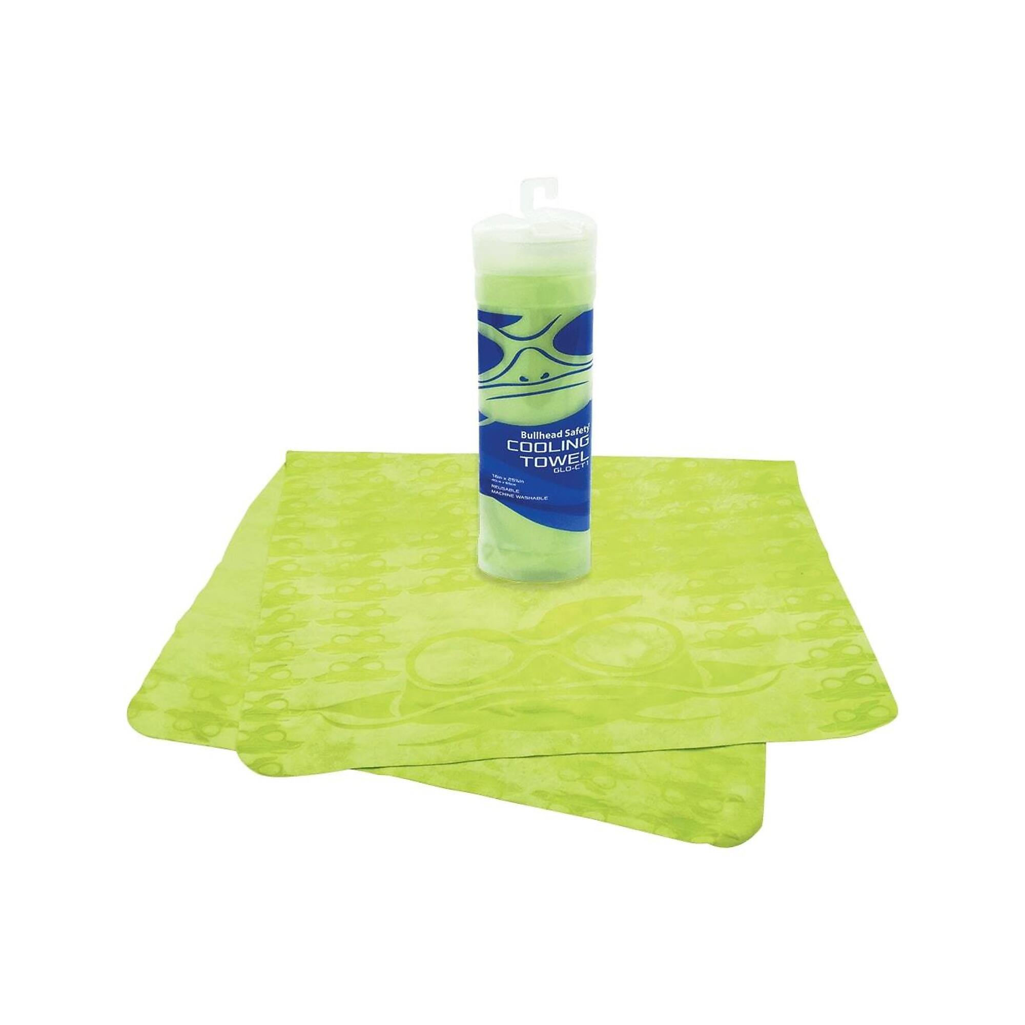 Bullhead Safety, High-Visibility Yellow/Green Cooling Towel, Model# GLO-CT1